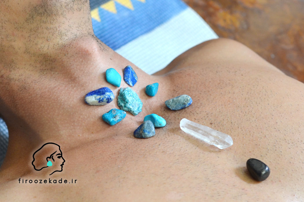 سنگ فیروزه شفابخش فیروزه شفا بخش گلو و ریه