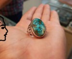 انگشتر دستساز با سنگ فیروزه عنکبوتی کد 110