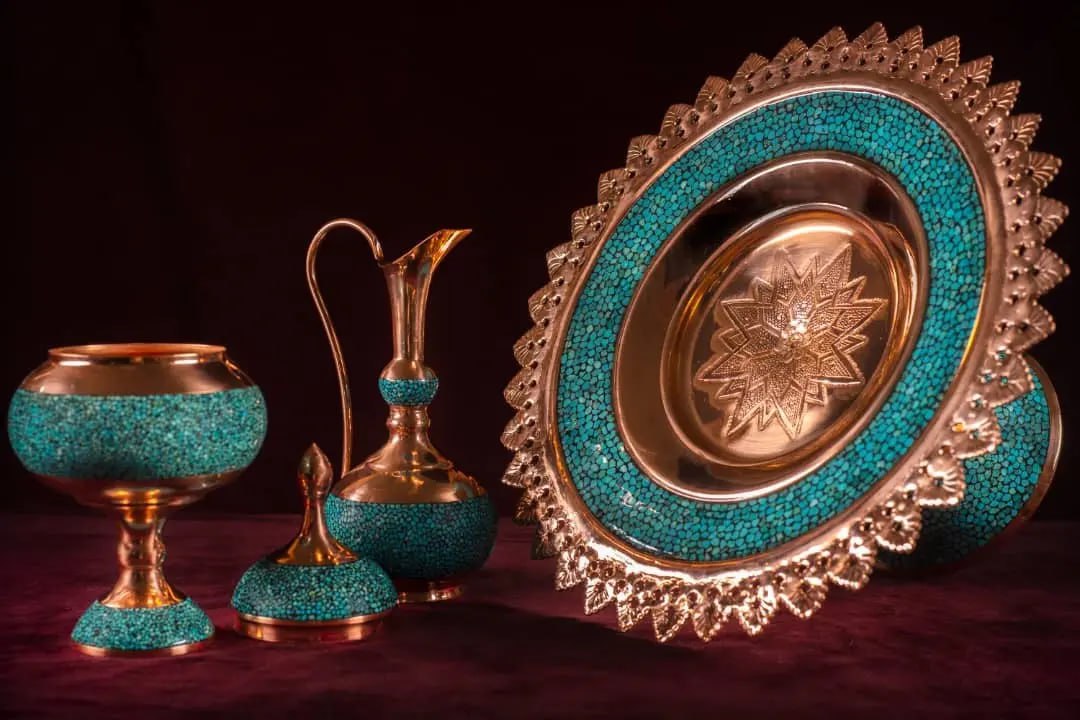 ظرف مسی فیروزه کوب ظرف فیروزه کوب ظرف مسی فیروزه کوب نیشابور کد 114