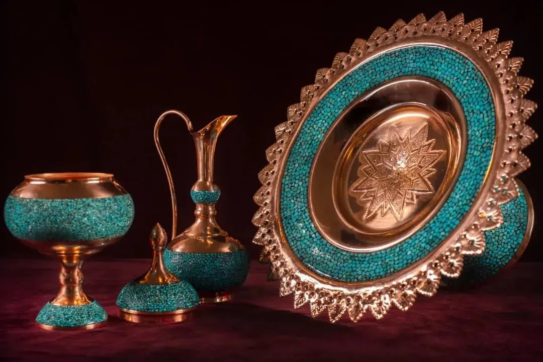 ظرف مسی فیروزه کوب ظرف فیروزه کوب ظرف مسی فیروزه کوب نیشابور کد 114