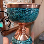 ظرف مسی فیروزه کوب نیشابور کد 114