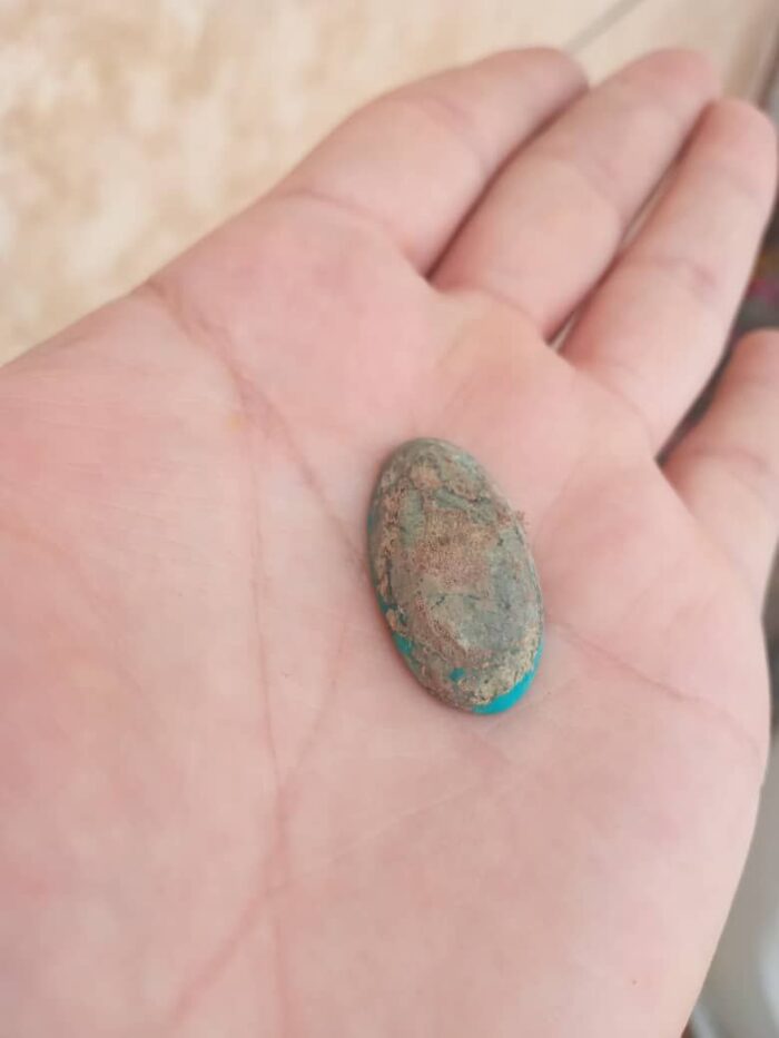 سنگ فیروزه بیضی شکل نیشابور اصل کد 131 - Image 2