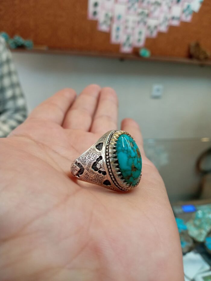 شاه انگشتر مردانه نقره فیروزه اصل نیشابوری کد 133 - Image 2