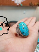 شاه انگشتر مردانه نقره فیروزه اصل نیشابوری کد 134