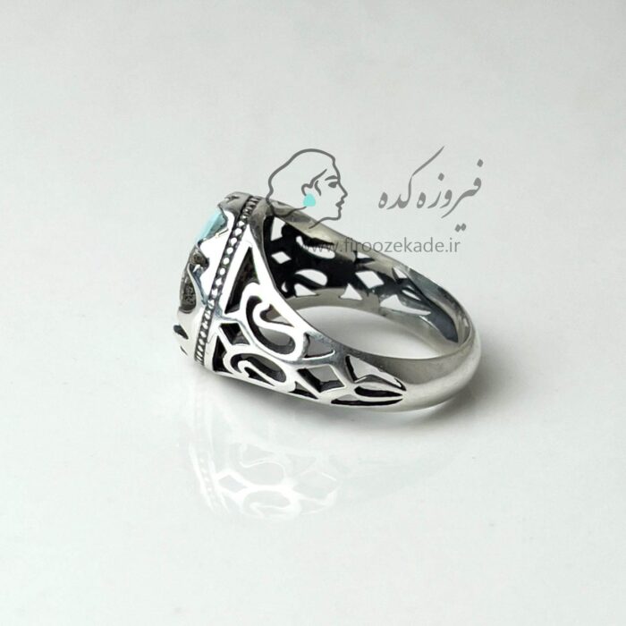انگشتر فیروزه شجری مردانه رکاب نقره کد 906 - Image 4