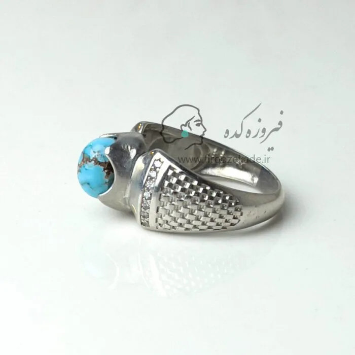 انگشتر مردانه فیروزه عجمی رکاب ایرانی کد 904 - Image 3