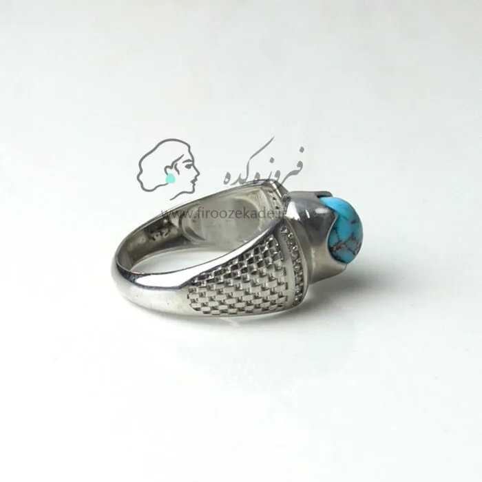 انگشتر مردانه فیروزه عجمی رکاب ایرانی کد 904 - Image 6