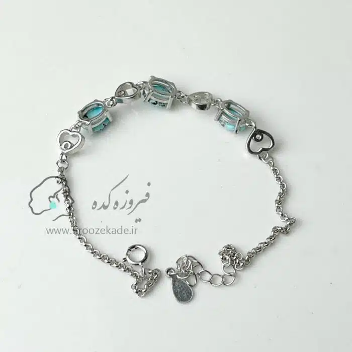 دستبند نقره زنانه با نگین فیروزه کد 911 - Image 3