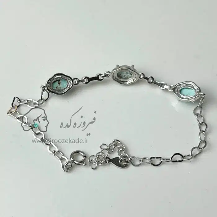 دستبند نقره زنانه فیروزه نیشابور کد 912 - Image 2