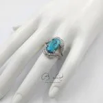 انگشتر نقره زنانه فیروزه آبکاری رادیوم کد 925