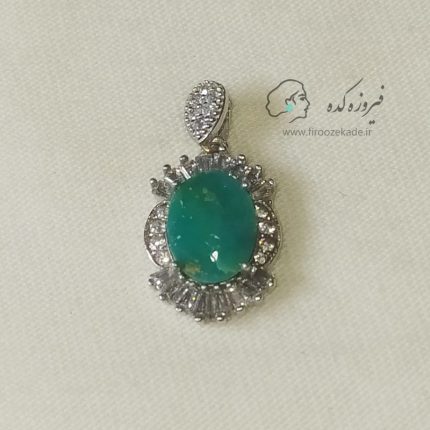 گردنبند زنانه فیروزه نیشابور کد تصویر پلاک از نزدیک 923