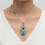 گردنبند زنانه فیروزه طرح مکرومه کد 304