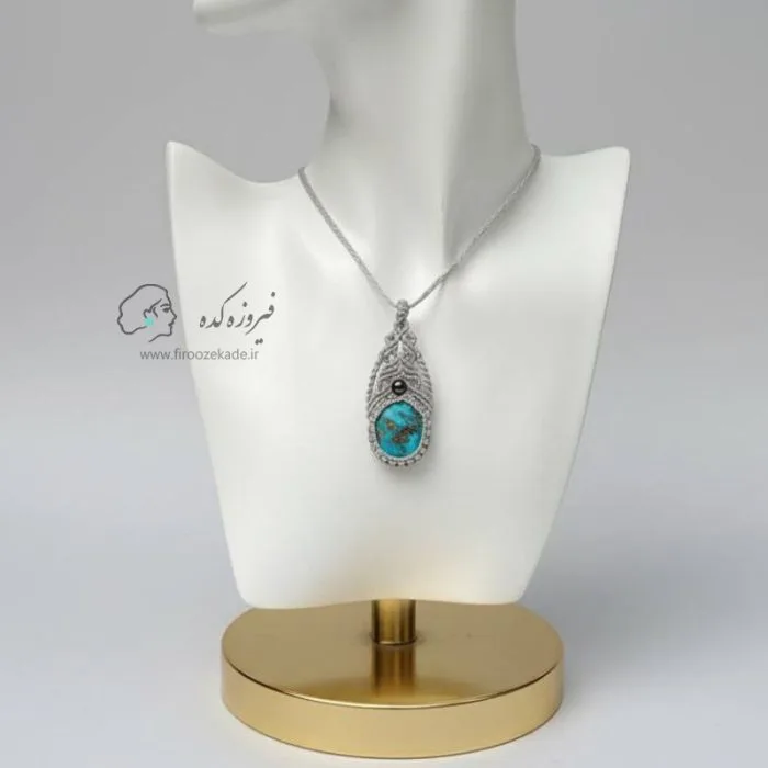 گردنبند زنانه فیروزه طرح مکرومه کد 304 - Image 2