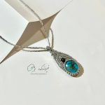 گردنبند زنانه فیروزه طرح مکرومه کد 304 - Image 5
