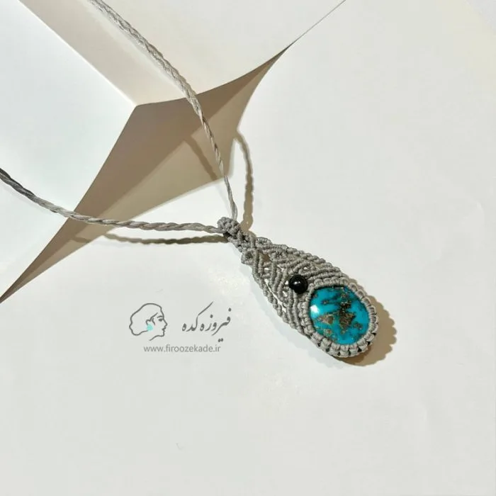 گردنبند زنانه فیروزه طرح مکرومه کد 304 - Image 5