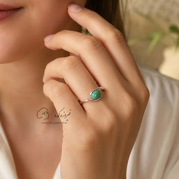 انگشتر فیروزه زنانه رکاب نقره کد 943 انگشتر زنانه فیروزه رکاب نقره