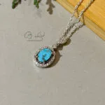 گردنبند فیروزه نیشابور با رکاب نقره