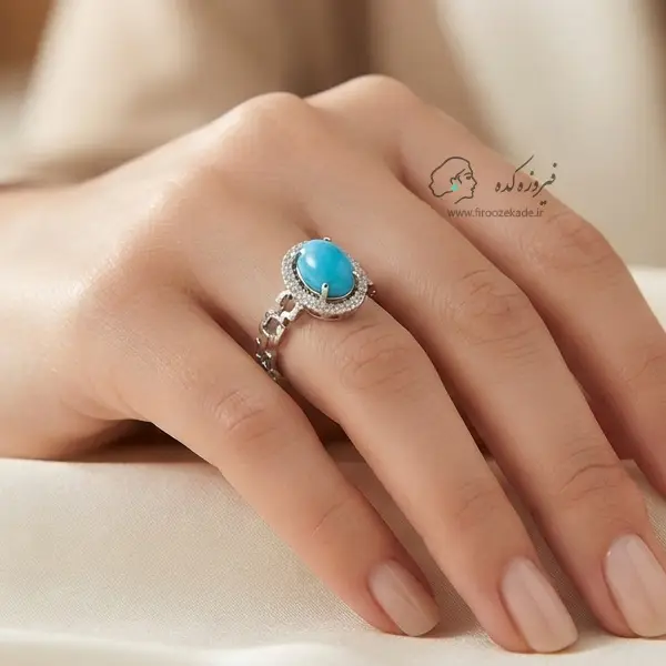 انگشتر زنانه فیروزه نیشابور رکاب نقره کد 957
