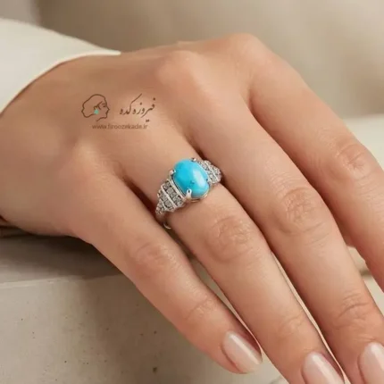 انگشتر زنانه فیروزه نیشابور رکاب نقره کد 959