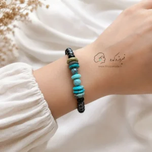 دستبند مهره فیروزه و حدید کد 961