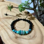 دستبند مهره فیروزه و حدید کد 962