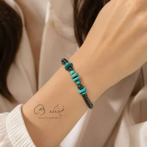 دستبند مهره فیروزه و حدید کد 963