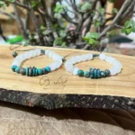دستبند مهره فیروزه و مون استون کد 965