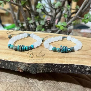 دستبند مهره فیروزه و مون استون کد 965
