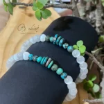 دستبند مهره فیروزه و مون استون کد 965